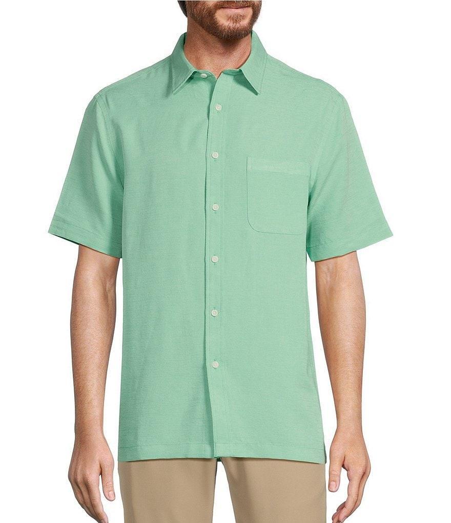 Roundtree & Yorke Short Sleeve Solid Jacquard Sport Shirt Product Image