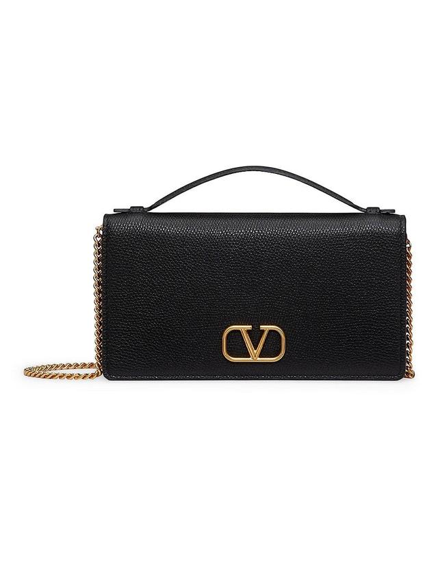 Womens Vlogo Signature Grainy Calfskin Wallet with Chain Product Image