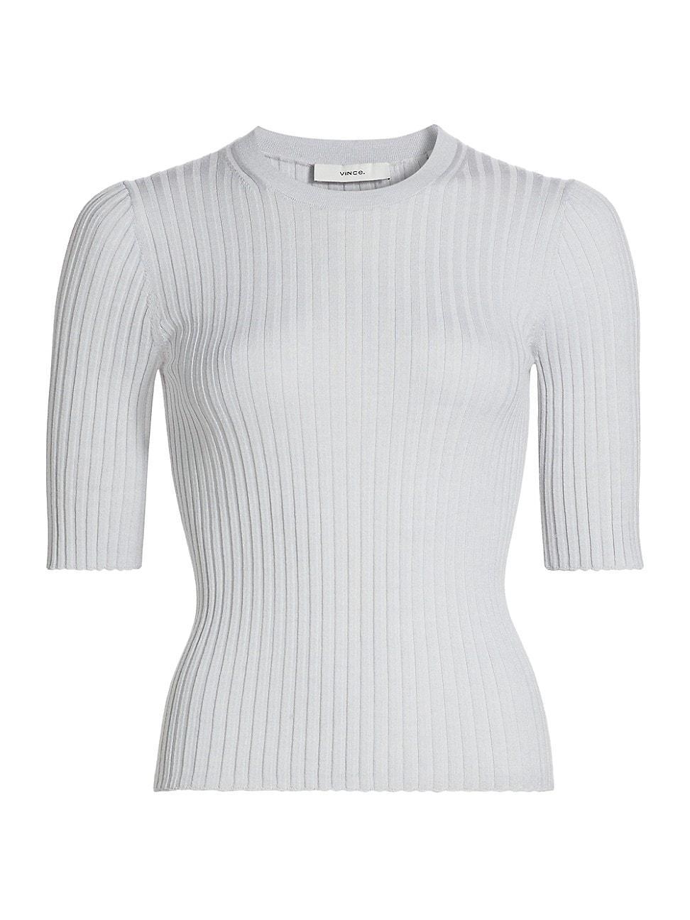 Womens Wool & Silk-Blend Rib-Knit Top Product Image