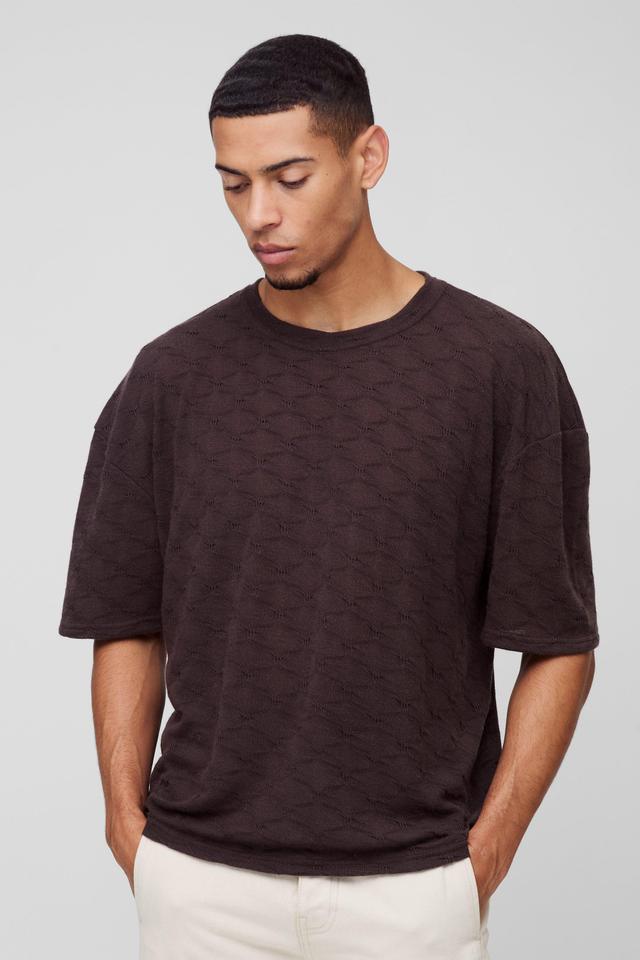 Oversized Boxy Textured T-shirt | boohooMAN USA Product Image