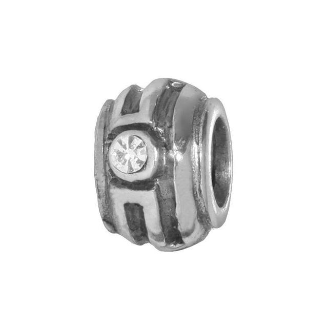 Individuality Beads Sterling Silver Crystal Striped Stopper Bead, Womens, White Product Image