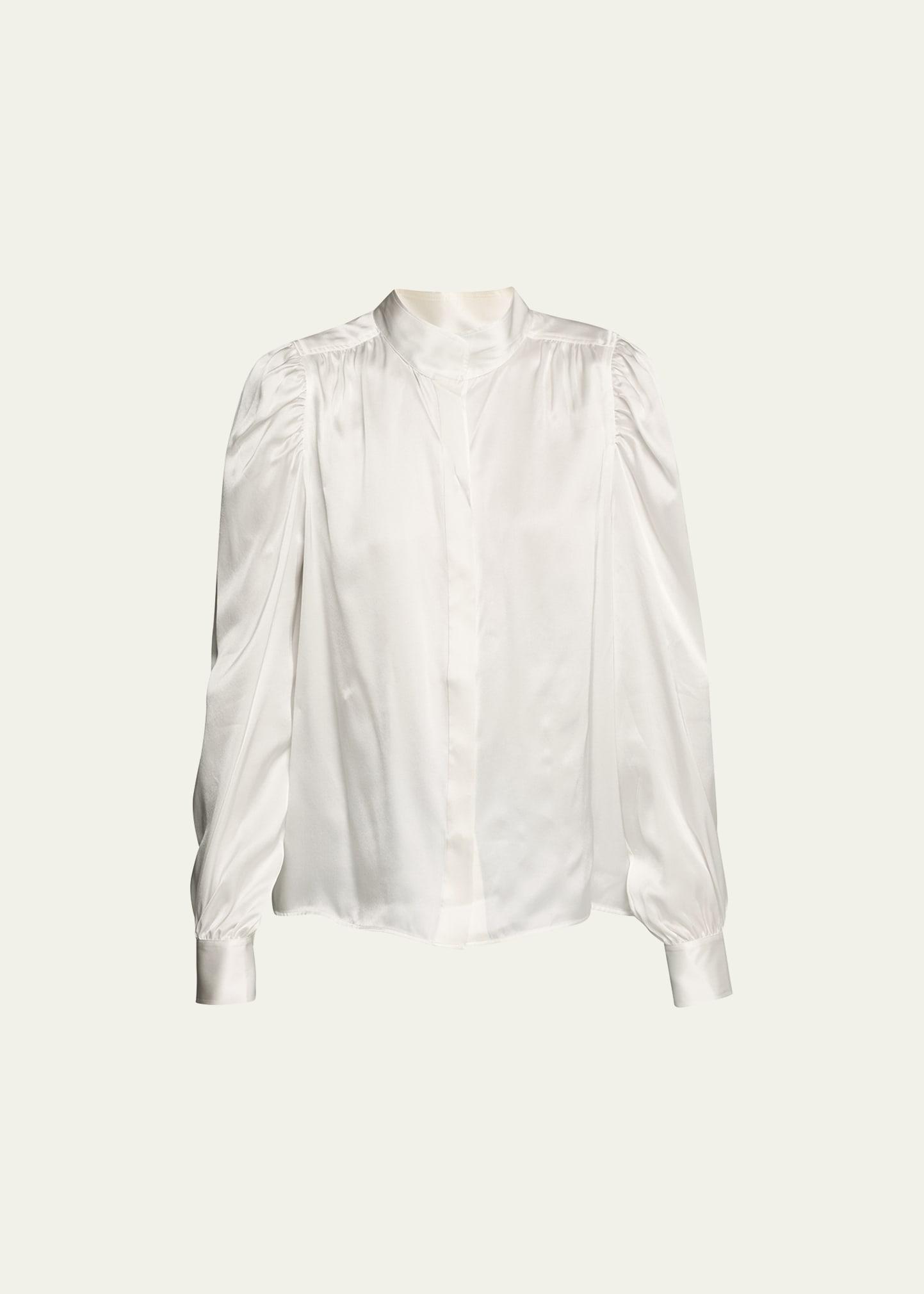 Womens Gillian Silk Puff-Sleeve Blouse product image