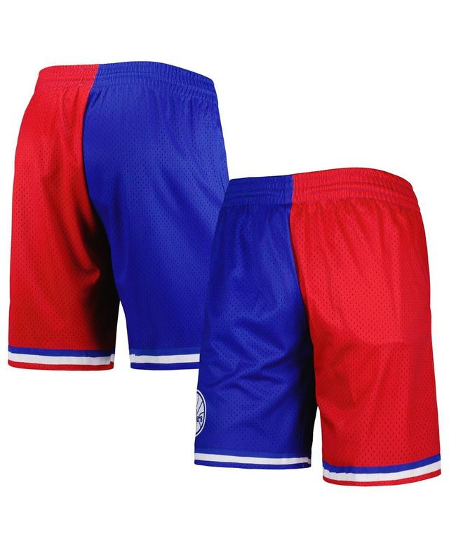 Mens Mitchell & Ness Royal/Red Philadelphia 76ers Hardwood Classics 1982 Split Swingman Shorts Product Image