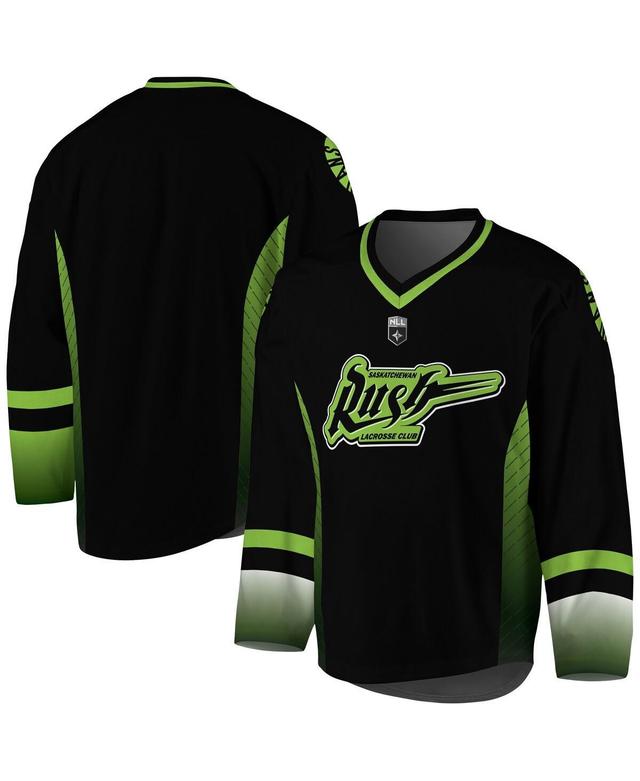 Mens Black, Kelly Green Saskatchewan Rush Replica Jersey - Black, Kelly Green Product Image