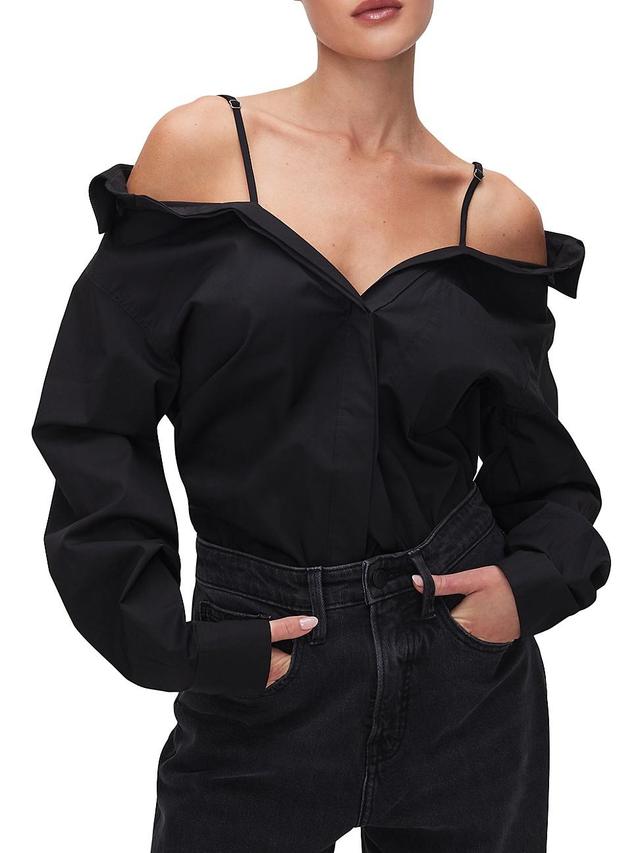 Womens Poplin Off-the-Shoulder Shirt Product Image