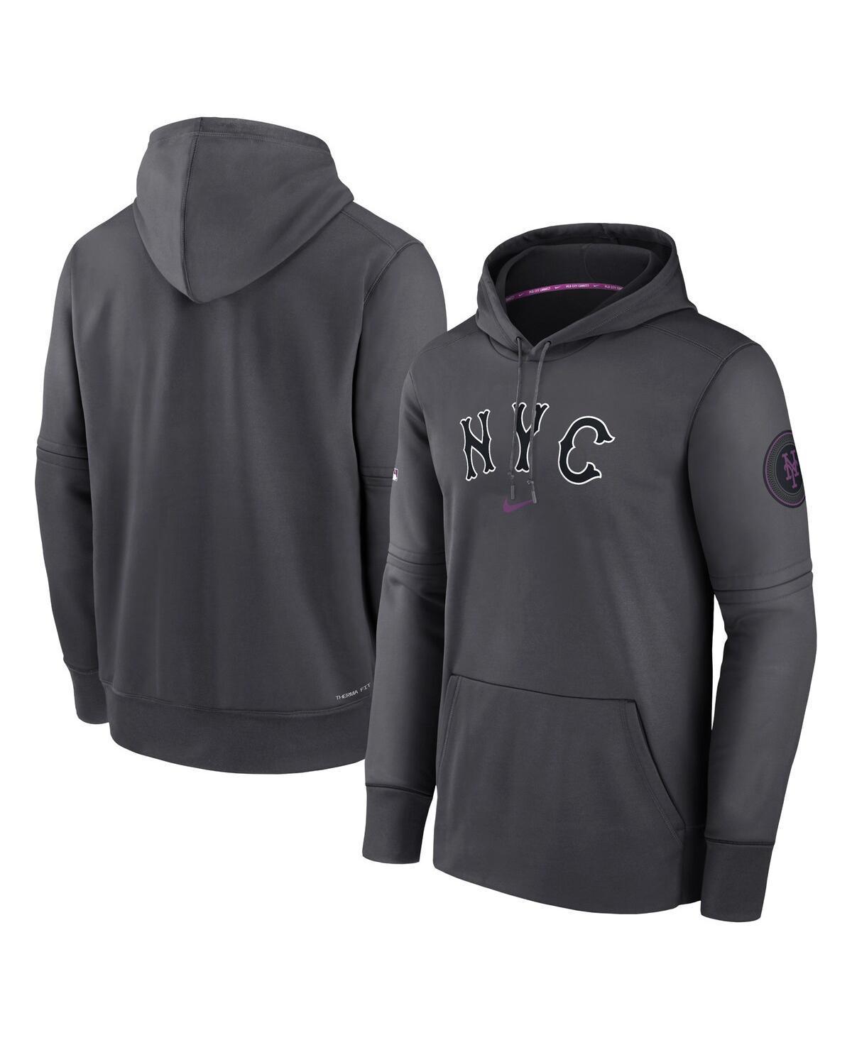 Nike Mens Charcoal New York Mets 2024 City Connect Authentic Collection Practice Performance Pullover Hoodie Product Image