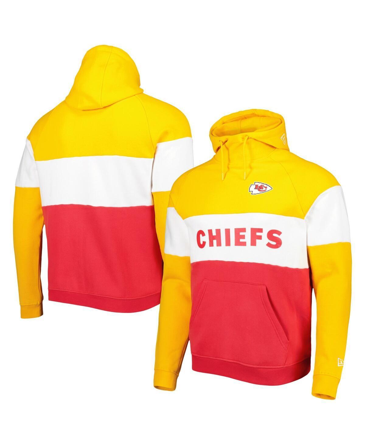 Mens New Era /Gold Kansas City Chiefs Colorblock Current Pullover Hoodie Product Image