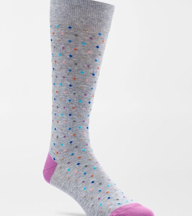 Peter Millar Mens Pin Dot Crew Sock | Color: British Grey | Size: OS Product Image