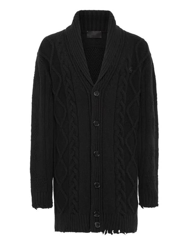 Lambswool Cardigan Skull & Bones In Black Product Image