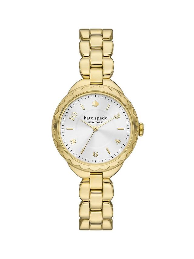 kate spade new york Womens Morningside Three-Hand Gold Stainless Steel Bracelet Watch Product Image