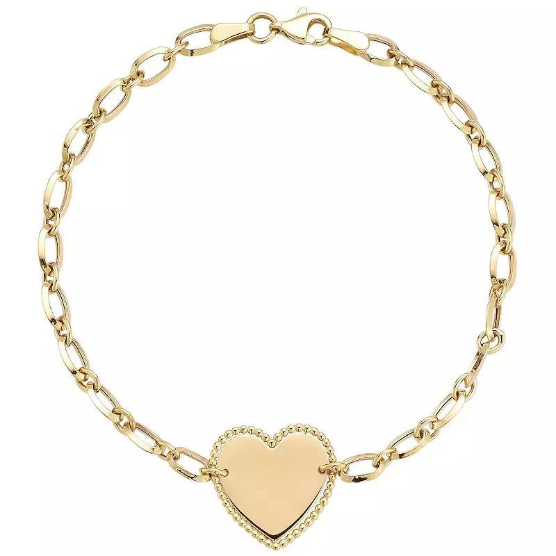 LUMINOR GOLD 14k Gold Heart Bracelet, Womens Product Image