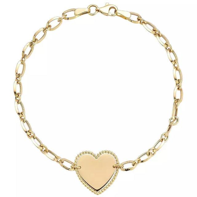 LUMINOR GOLD 14k Gold Heart Bracelet, Womens Product Image