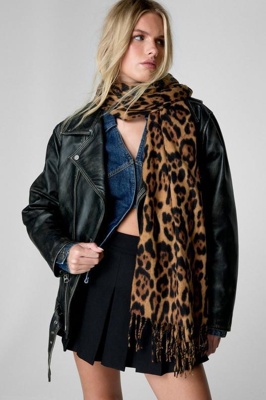 Oversized Leopard Print Scarf Product Image