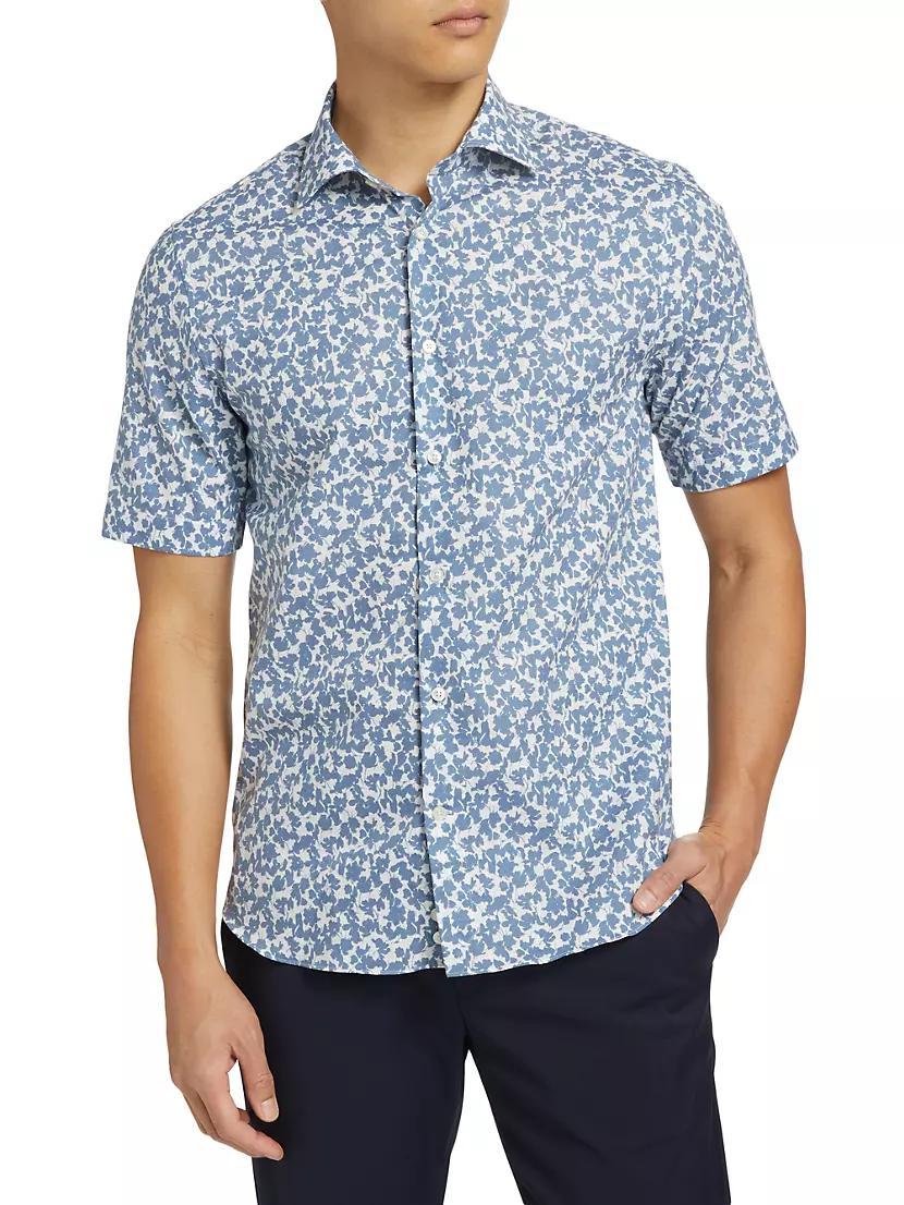 Slim-Fit Hydrangea Cotton Button-Front Shirt Product Image