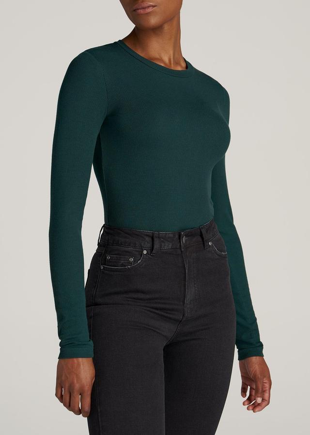 FITTED Ribbed Long Sleeve Tee in Emerald - Tall Women's Shirts Product Image