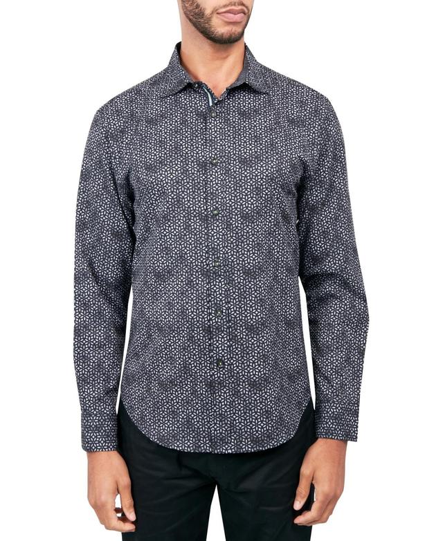 Society of Threads Mens Regular-Fit Non-Iron Performance Stretch Geo-Print Button-Down Shirt Product Image