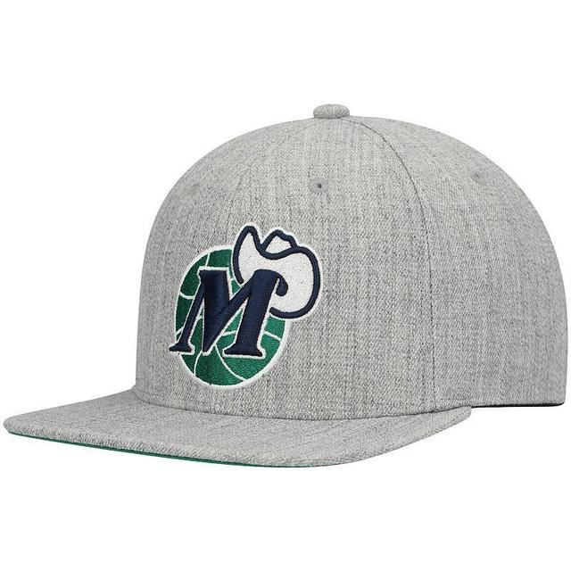 Mens Mitchell & Ness Heathered Gray Dallas Mavericks Hardwood Classics Team 2.0 Snapback Hat Product Image