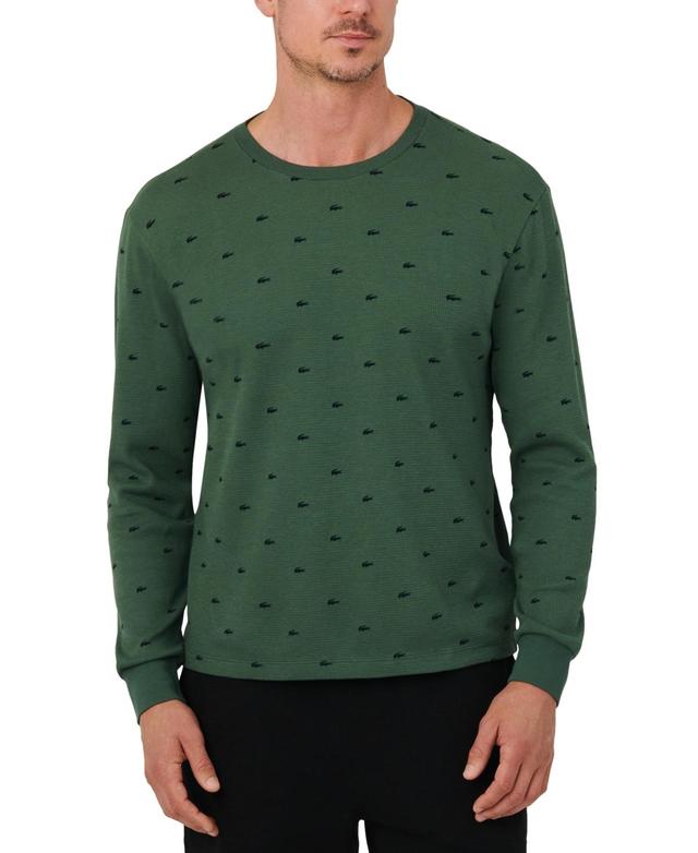 Lacoste Mens All Over Croc Print Long-Sleeve Sleep T-Shirt Product Image