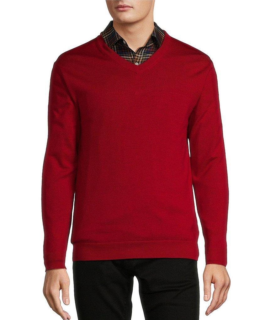 Hart Schaffner Marx Big & Tall Merino Wool V-Neck Sweater Product Image