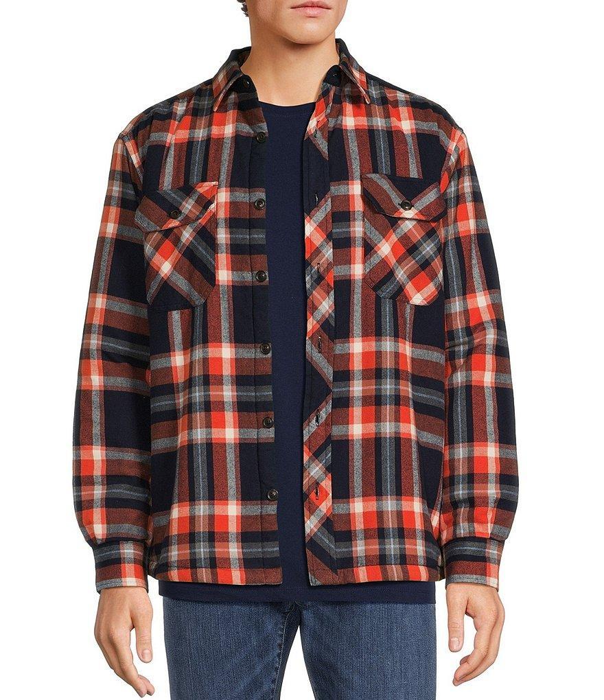 Roundtree & Yorke Long Sleeve Plaid Faux Shearling Lined Shirt Jacket Product Image