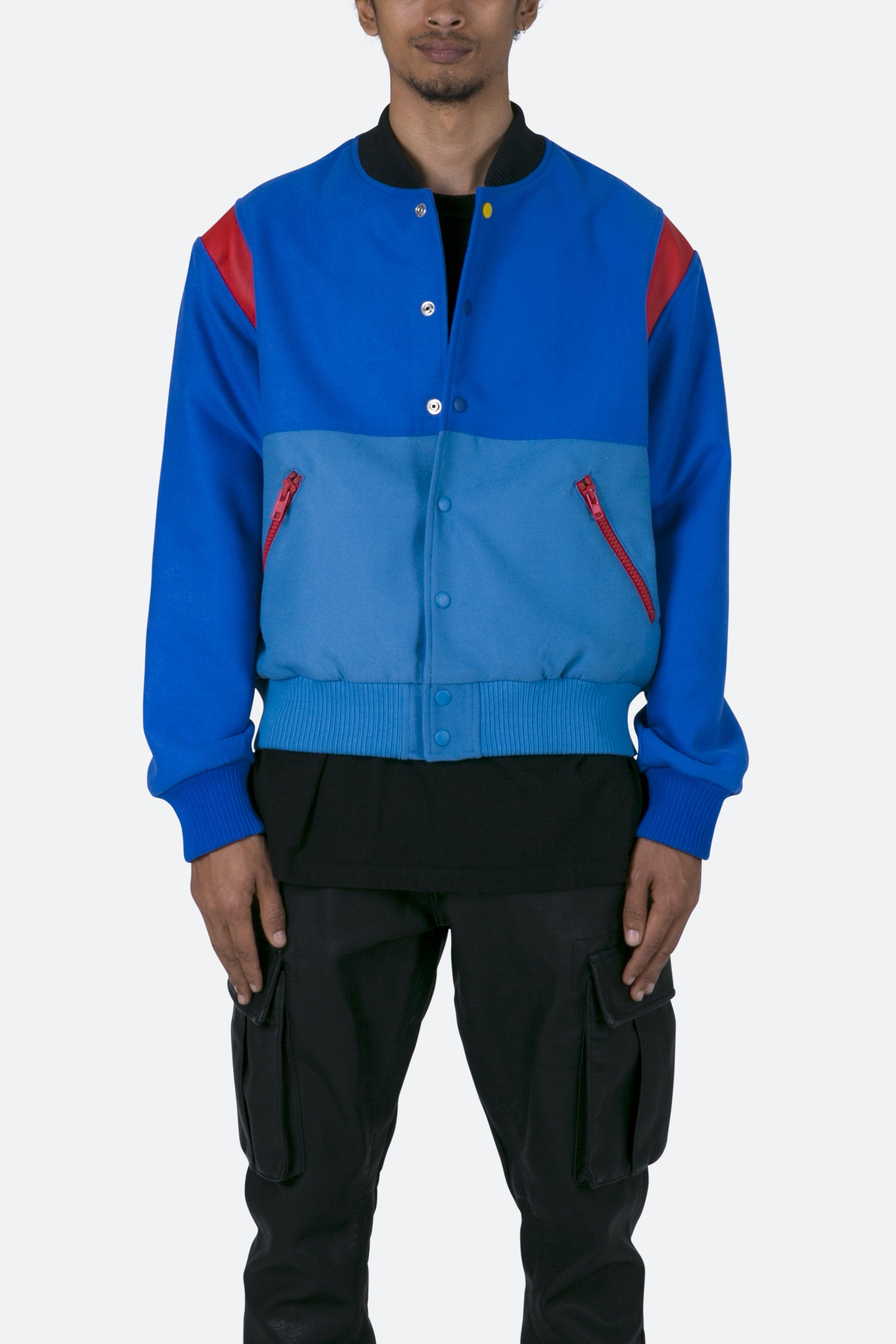 Color Block Varsity Jacket - Blue Product Image