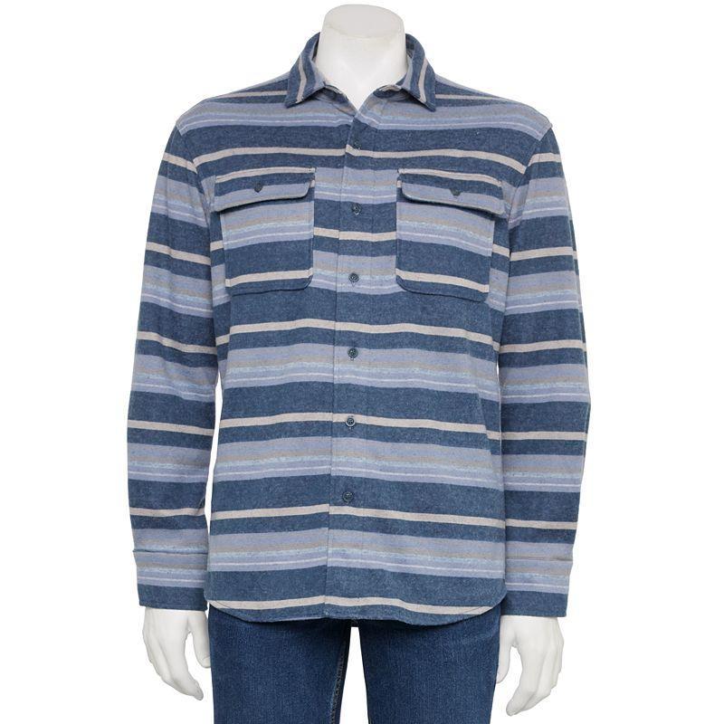 Mens Caliville Stretch Striped Flannel Shirt Green Stripe Product Image