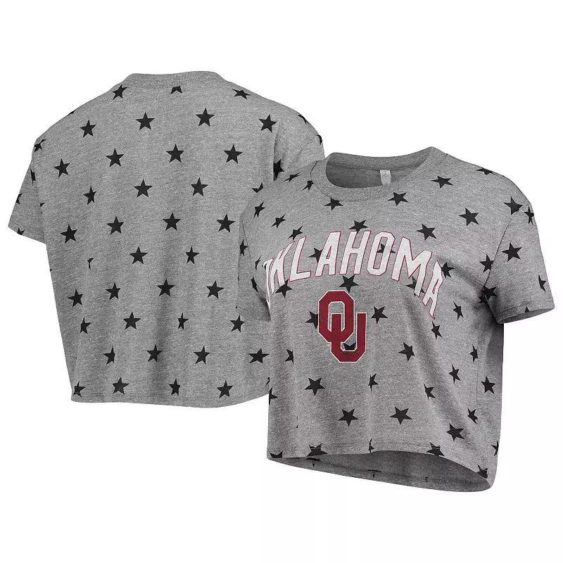 Womens Alternative Apparel Heathered Gray Oklahoma Sooners Headliner Stars Cropped Tri-Blend T-Shirt Product Image