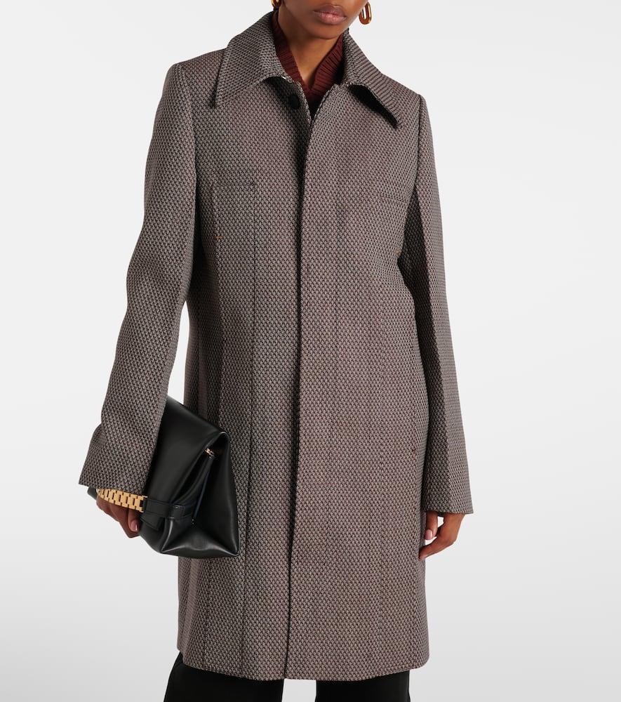 Womens Deep Mahogany Single-breasted Boxy-fit Wool Coat Product Image