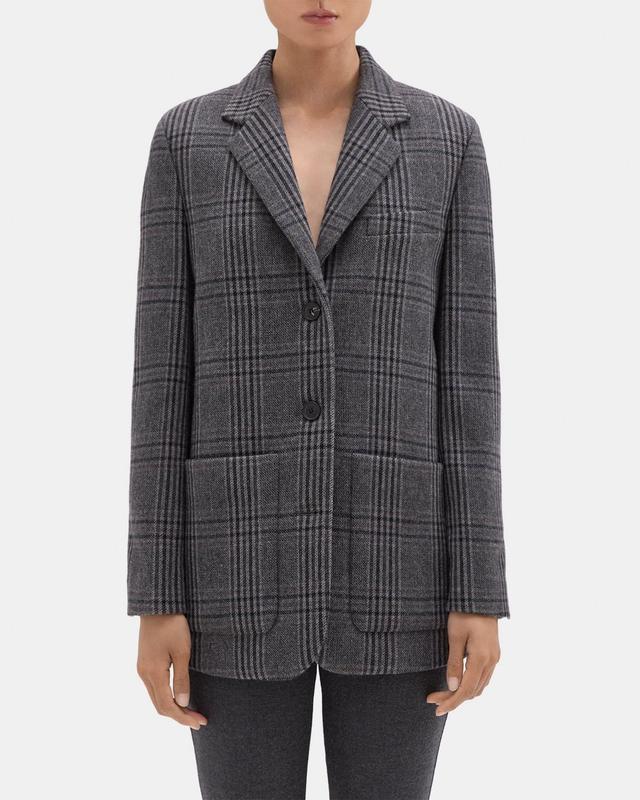 Elbow-Patch Blazer in Plaid Wool-Blend Flannel Product Image