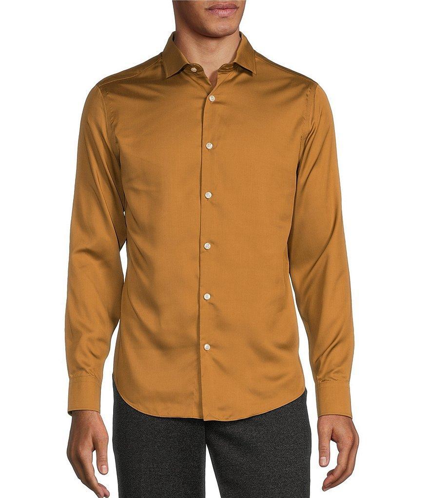 Murano Slim Fit Solid Sateen Long Sleeve Woven Shirt Product Image