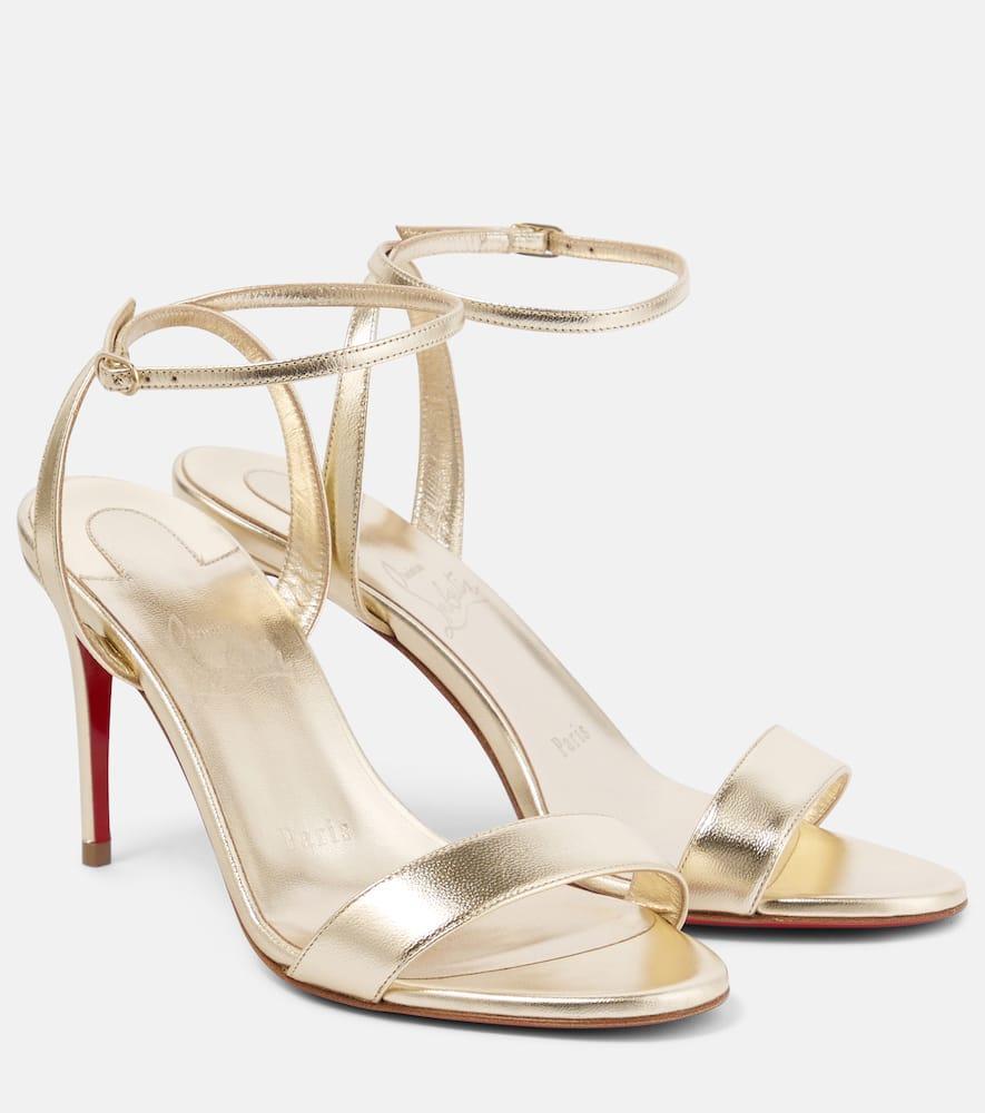 Loubigirl 85 Metallic Leather Sandals In Gold Product Image