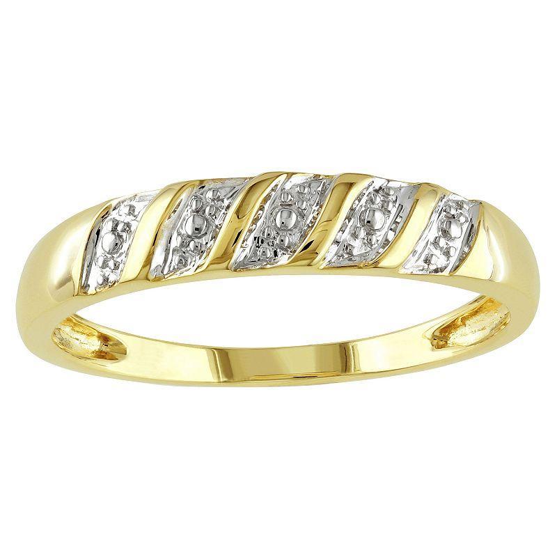 Stella Grace Mens 10k Gold Diamond Illusions Textured Striped Wedding Ring Product Image