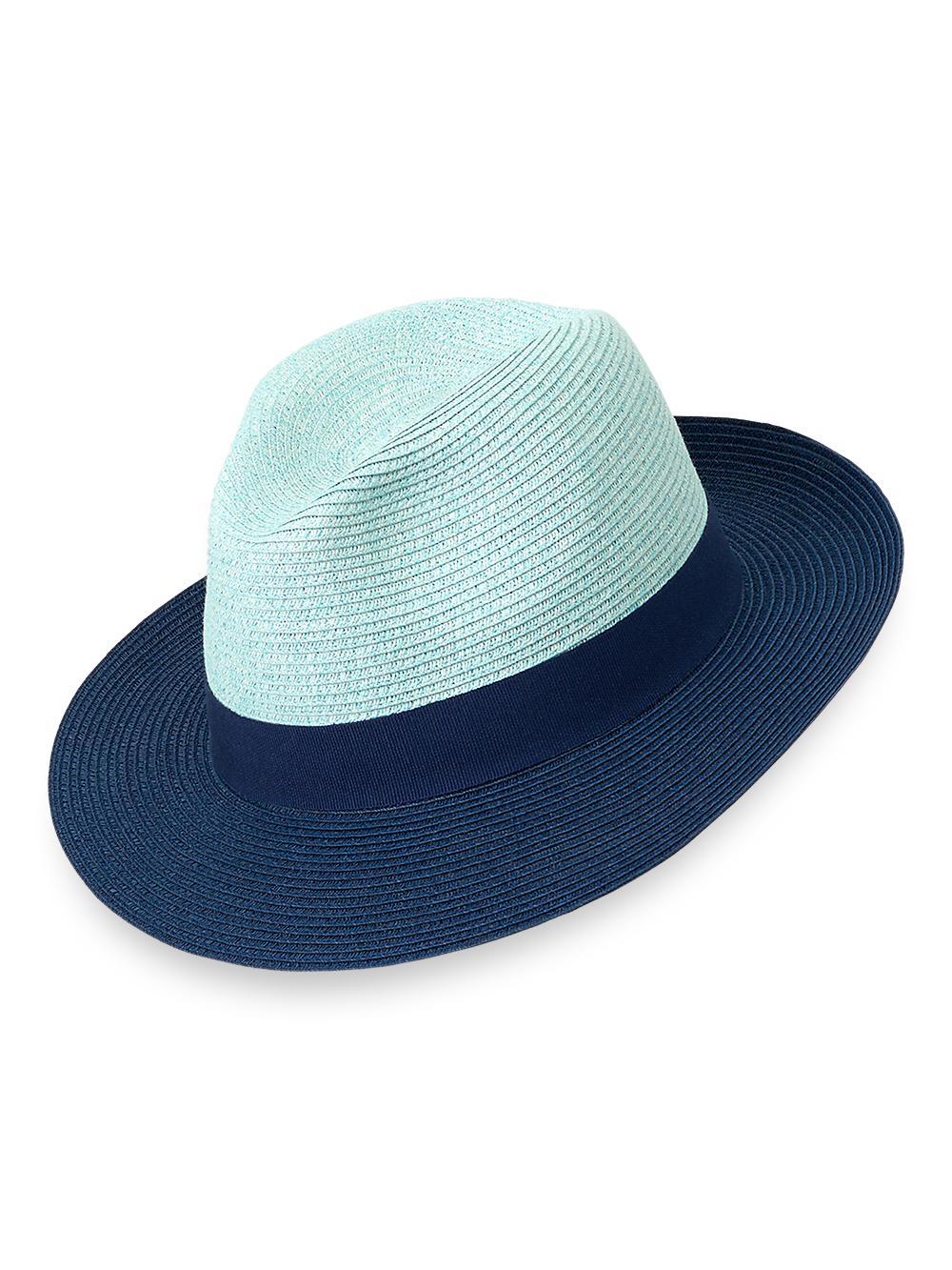 Straw Blend Fedora With Ribbon Band - Light Blue/blue Product Image