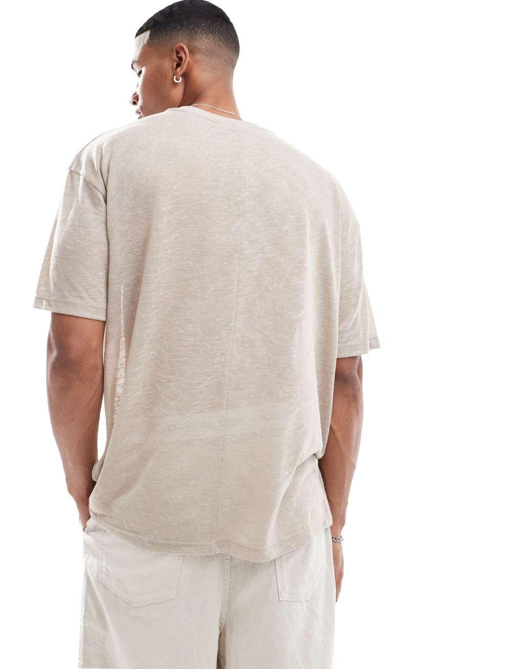 ASOS DESIGN oversized T-shirt in taupe slub Product Image