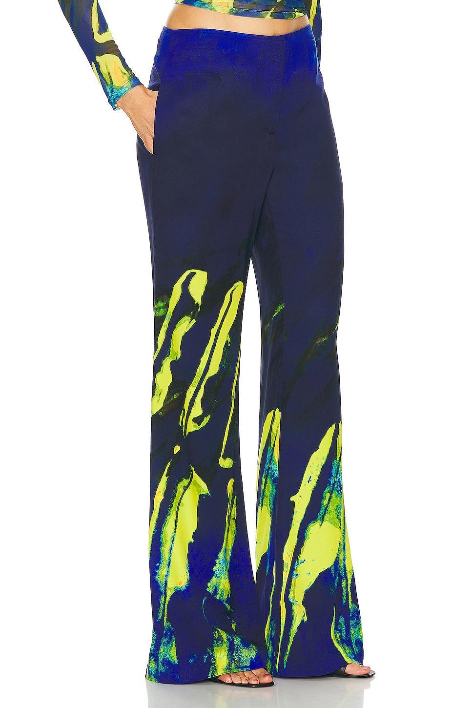 Louisa Ballou Tailored Trouser in Blue,Green Product Image