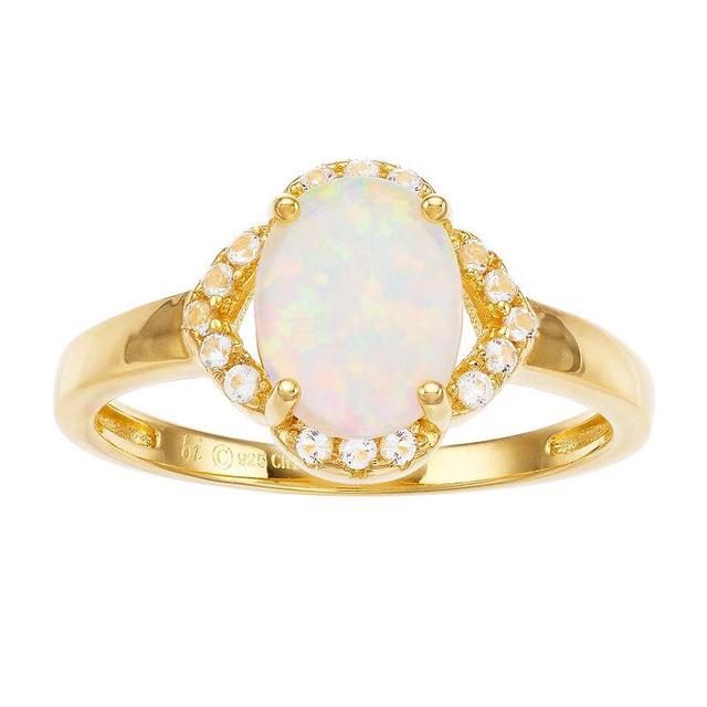 Gemminded 18k Gold Over Silver Lab-Created Opal Ring, Womens Gold Tone Product Image