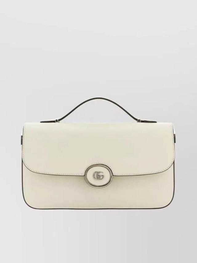 Ivory Leather Small Petite Gg Handbag In White Product Image