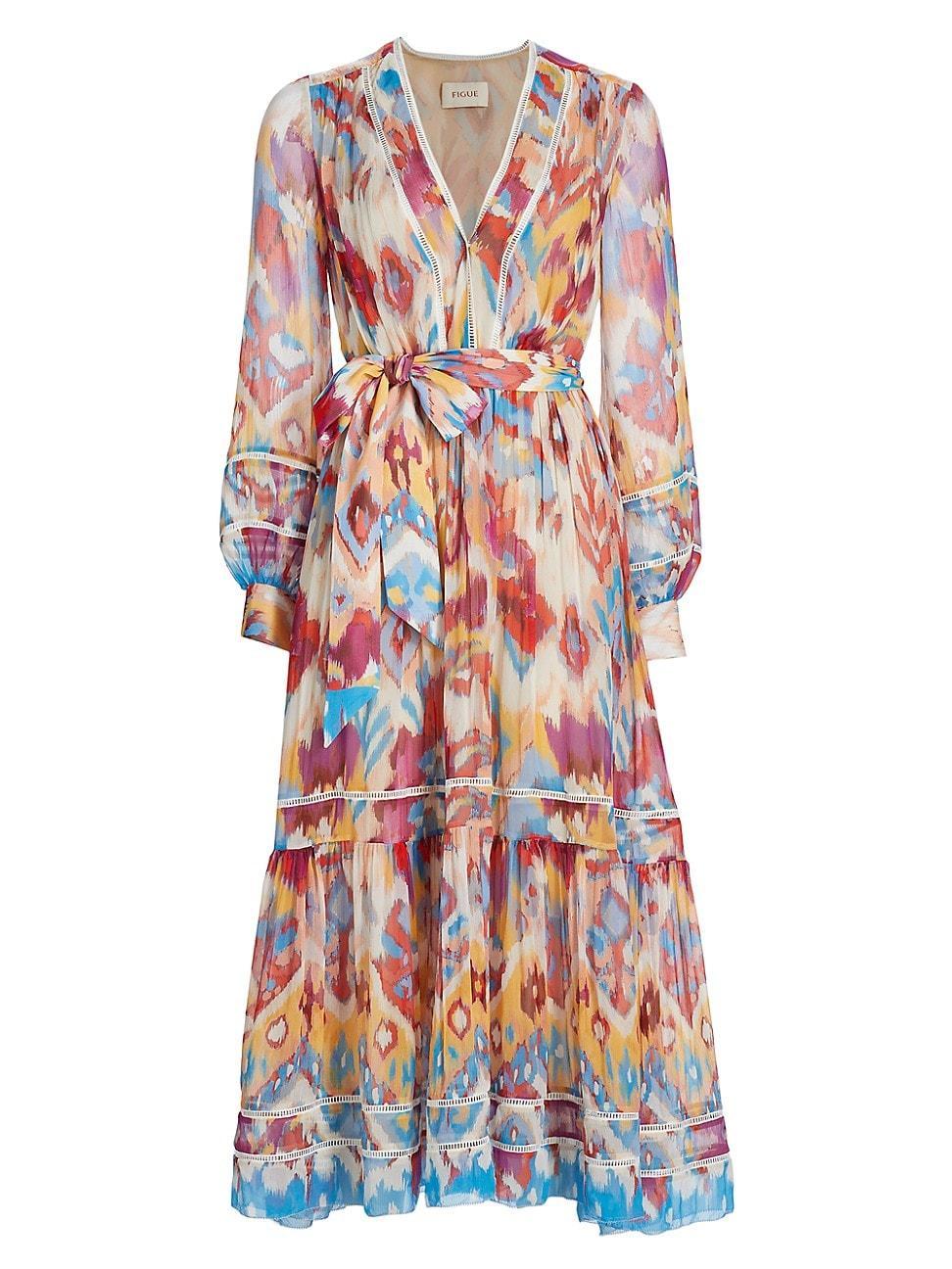 Womens Sierra Watercolor Silk Maxi Dress Product Image