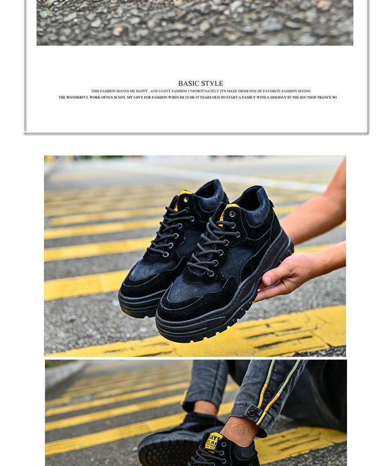 Platform Washed Lace-Up Sneakers Product Image