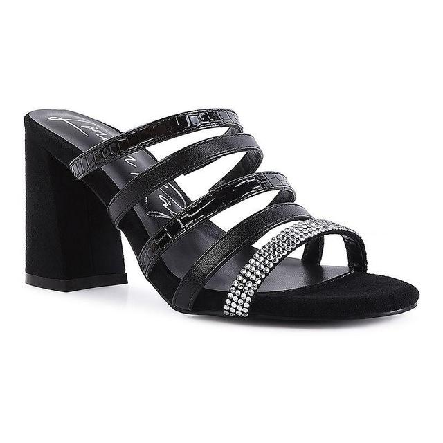 London Rag Peaches Womens Multi-Strap Block Heel Dress Sandals Black Product Image