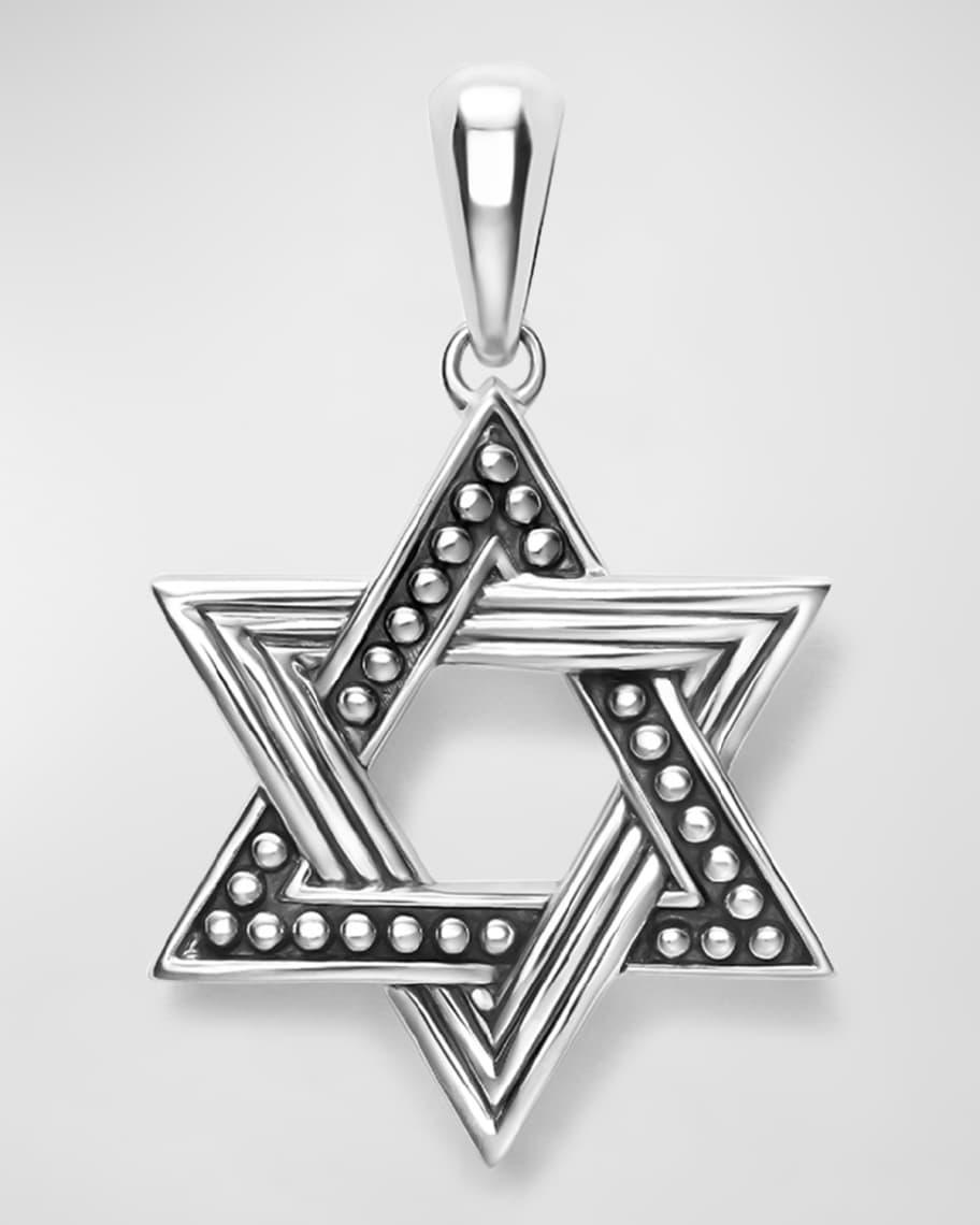 Mens Sterling Silver Anthem Star of David Pendant, 25mm Product Image