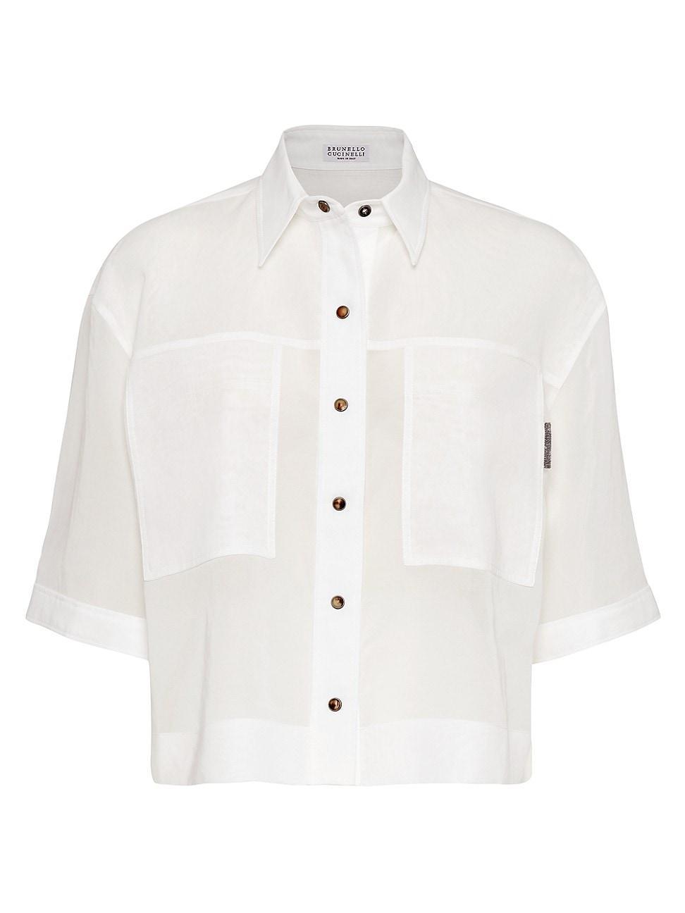 Womens Cotton Organza Shirt With Shiny Tab Product Image