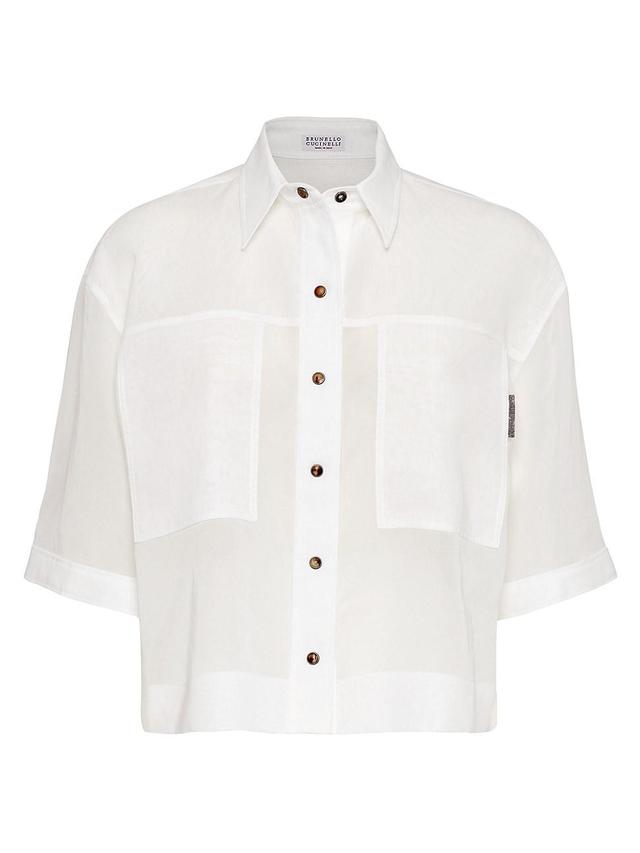 Womens Cotton Organza Shirt With Shiny Tab Product Image