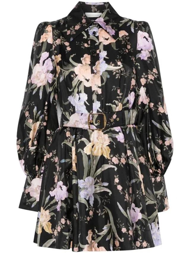 ZIMMERMANN Floral-print Mini Dress In Black Product Image