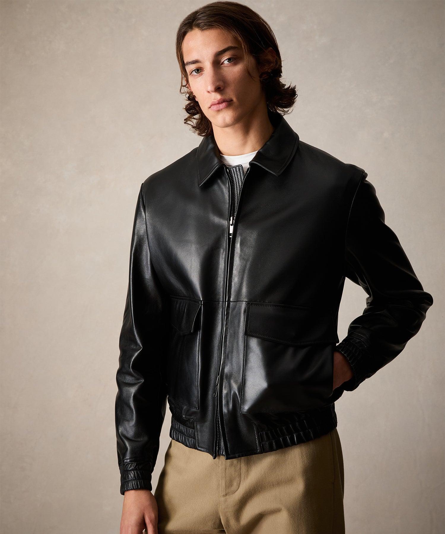 Leather Grant Jacket in Black Product Image