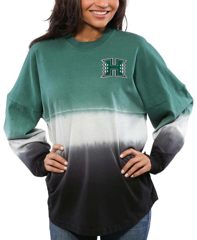 Womens Green Hawaii Warriors Ombre Long Sleeve Dip-Dyed Product Image