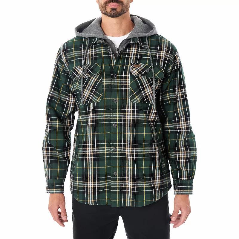 Mens Smiths Workwear Plaid Flannel Hooded Layered Shirt Jacket Product Image