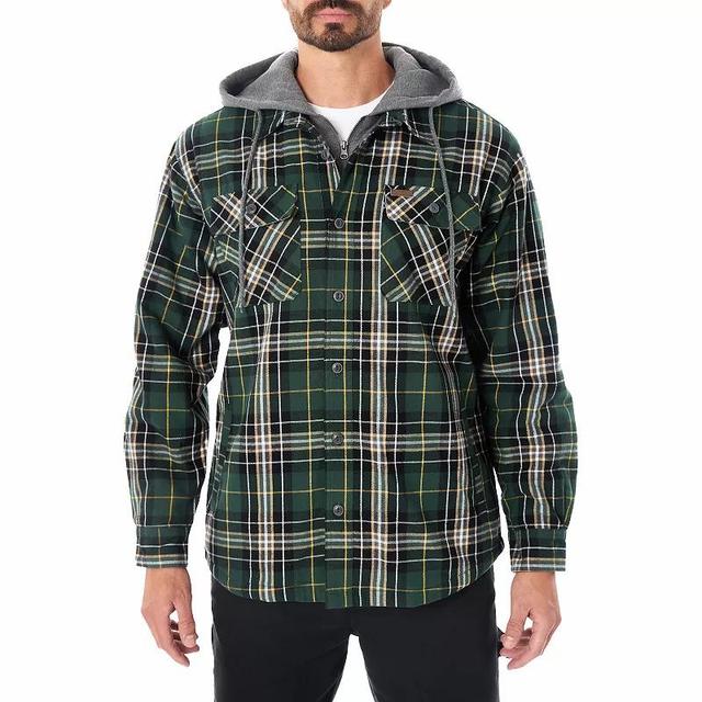 Mens Smiths Workwear Plaid Flannel Hooded Layered Shirt Jacket Product Image