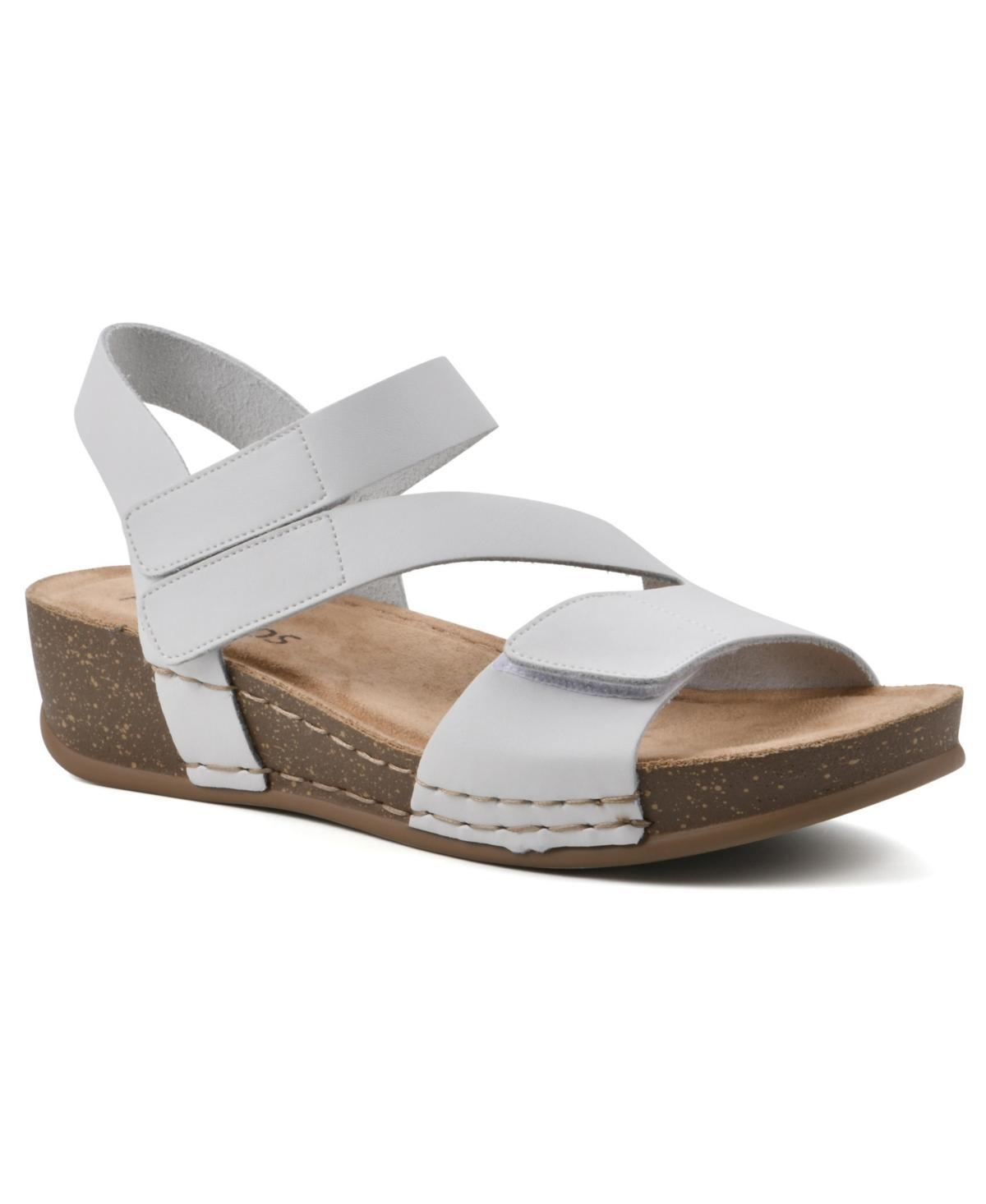 White Mountain Womens Fern Footbed Wedge Sandals - Black Product Image