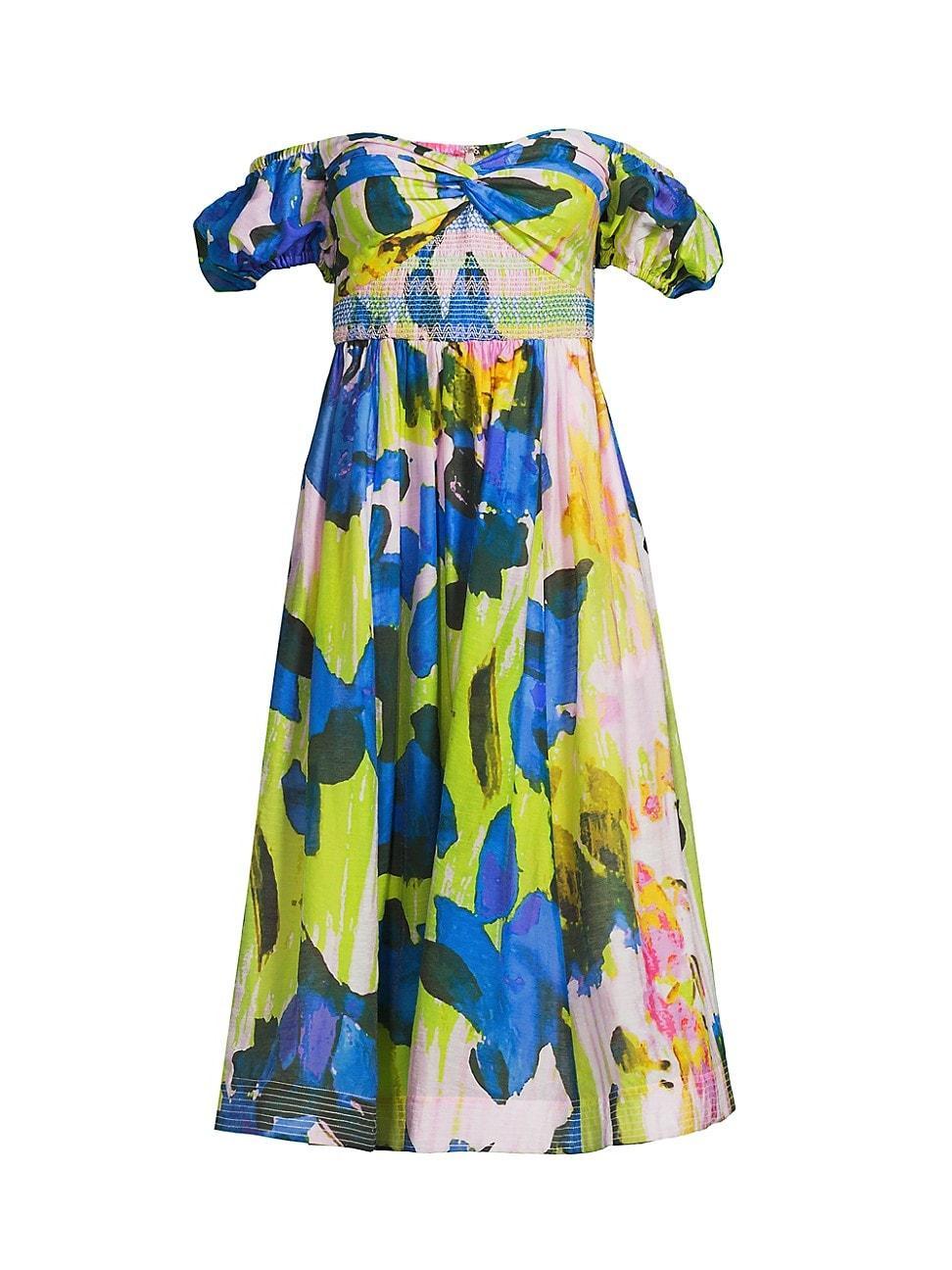 Womens Floral Off-The-Shoulder Midi-Dress Product Image